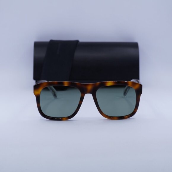 Saint Laurent SL558 002 Square Sunglasses - Havana/Transparent/Green - Picture 3 of 10